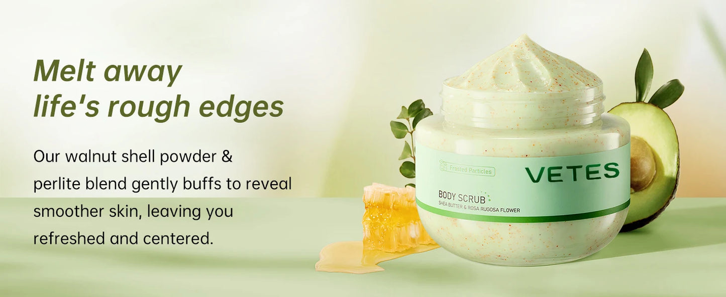 VETES Remove Dead Skin Body Scrub 250g Exfoliant Gentle No Irritation Scrub Cream Moisturizing Hydrating Deep Cleans Body Care