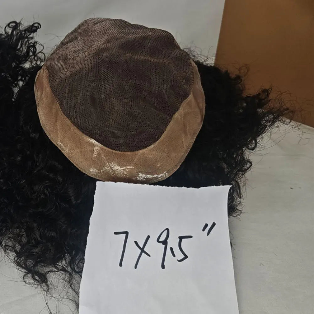 Human Hair Men Toupee Franch Lace Man's Hair Replacement System Wigs Mono Lace Hairpiece With PU Natural Black Color