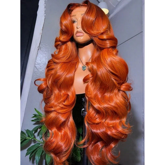 Ginger Orange Body Wave Lace Front Wig - 200% Density 13x4 Human Hair