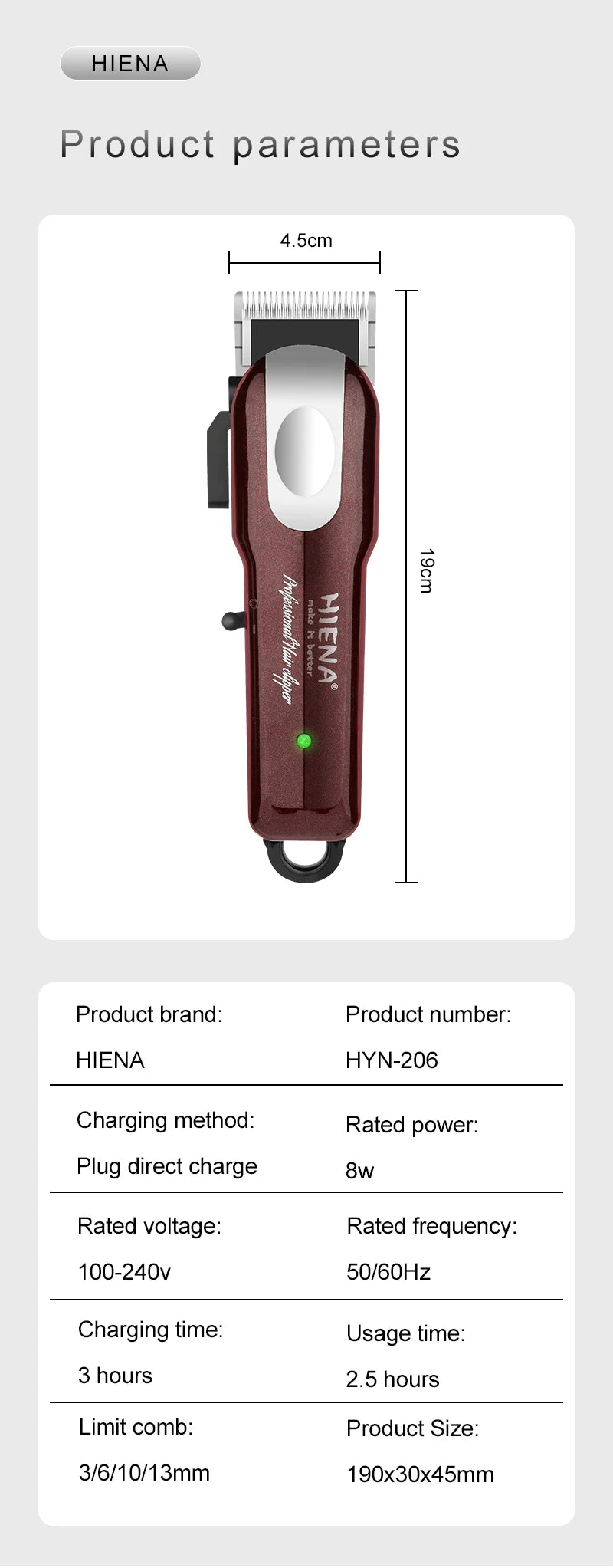 HYN-206 Hair cutting machine Trimmer home appliance hair clipper professional barber machines machine man men's hair clipper ﻿