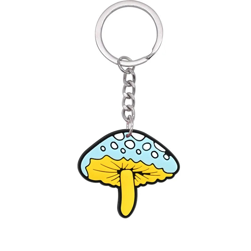 New Arrival 1/21Pcs Various Mushroom Silicone Key Chain Adult Keyring Agaric Car Key Pendant Decorations