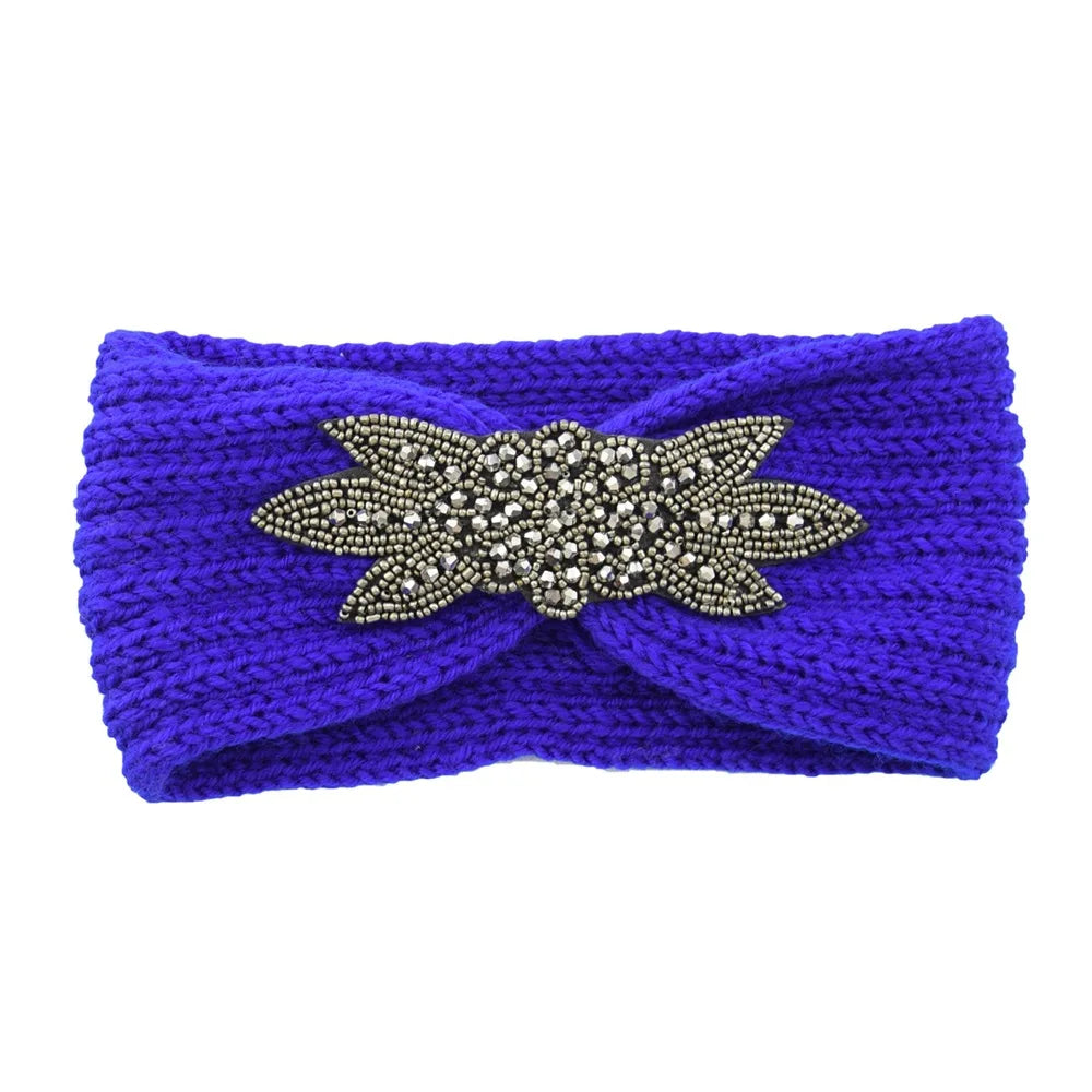 Knitted Rhinestone Butterfly Headband - Fashionable Hair Accessory