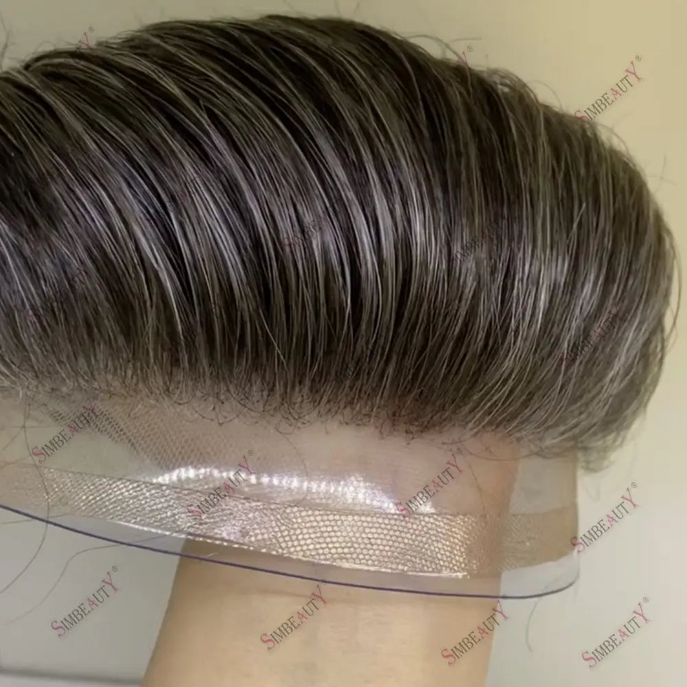 1B20 1B50 Grey Black Hair Breathable Q6 Human Hair Toupee for Men Natural Hairline Bleach Knots Swiss Lace Capillary Prosthesis