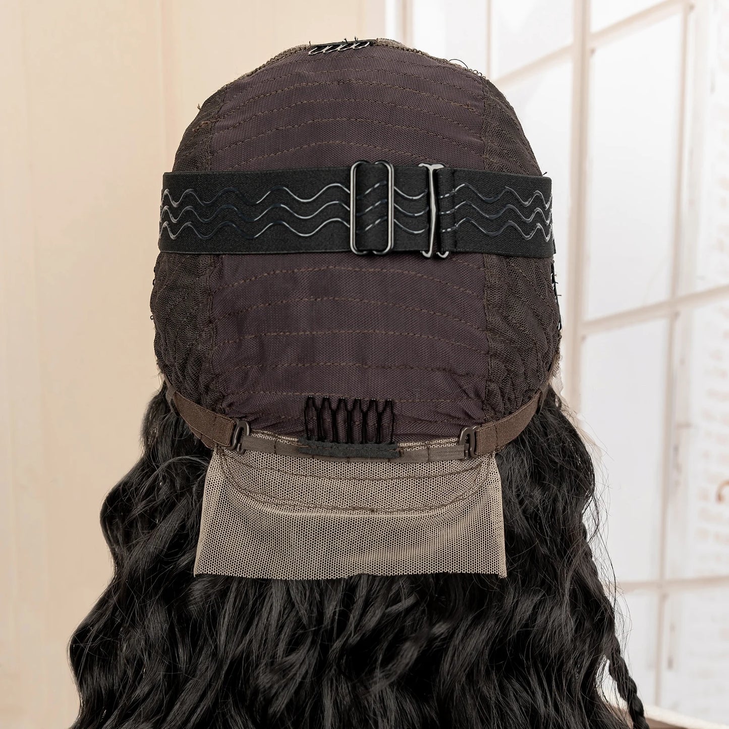 Synthetic Black Hair Wig with Braids for Women 28 Inch Wavy Natural Looking Synthetic Heat Resistant Fiber Wig for Daily Use