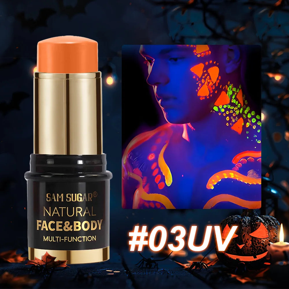 12-Colors Black White Halloween Makeup Waterproof Face & Body Paint Stick Neon Colorful Blue Green Yellow Face Paint Cosmetics