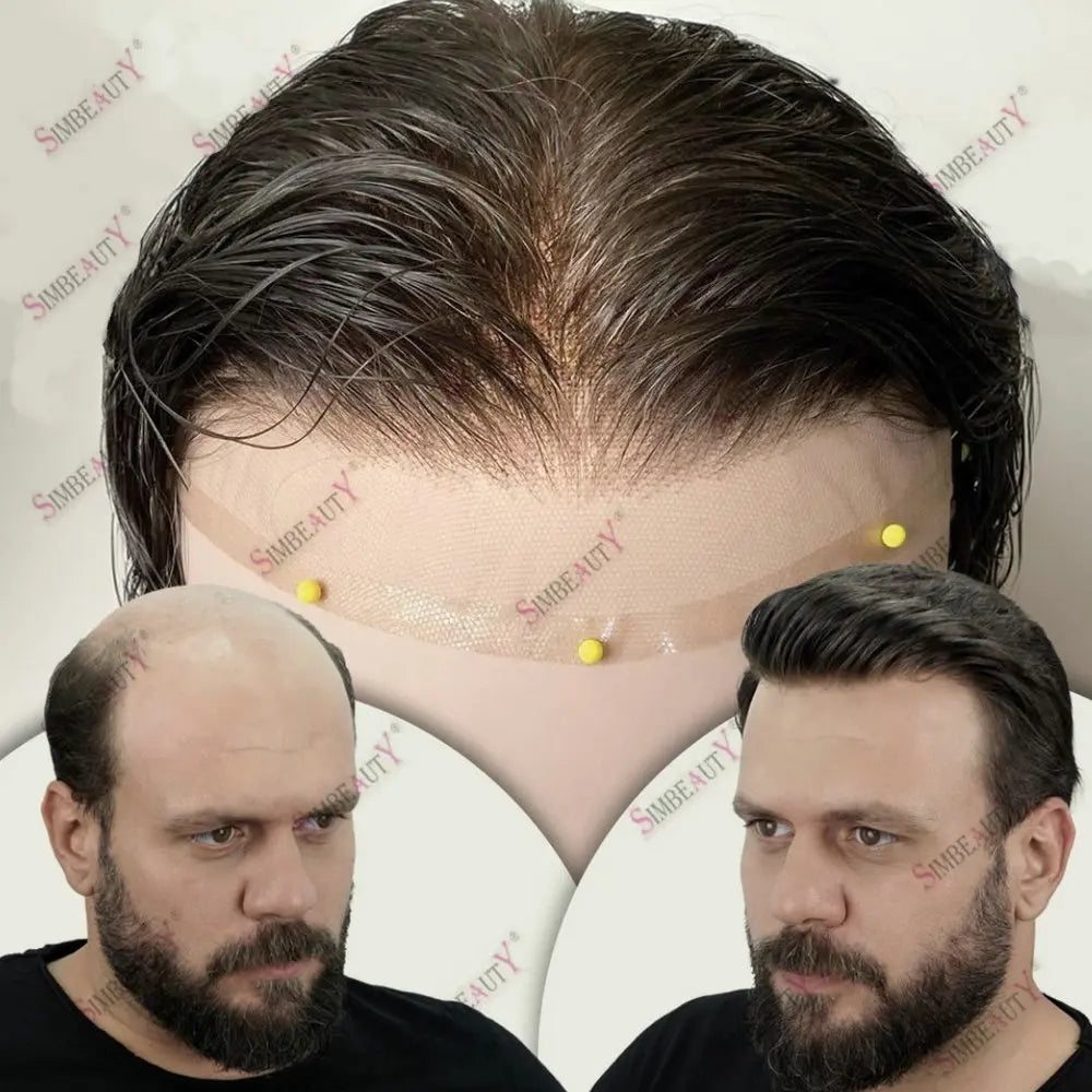 1B20 1B50 Grey Black Hair Breathable Q6 Human Hair Toupee for Men Natural Hairline Bleach Knots Swiss Lace Capillary Prosthesis