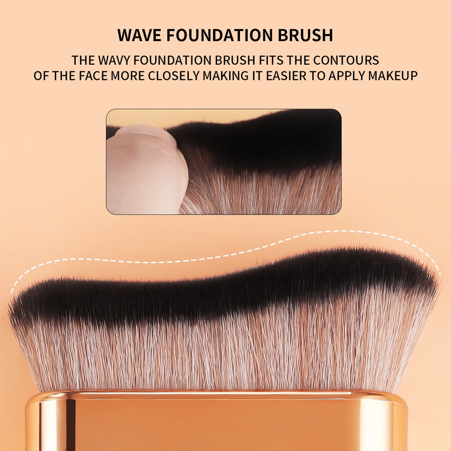 Foundation Brush, 1pcs Plastic Creative	wave Fit Perfectly Cosmetic Brush	at home or On-the-Go