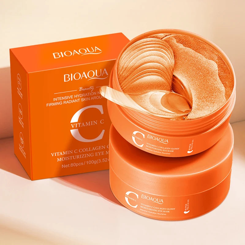 80pcs BIOAQUA Vitamin C Crystal Collagen Eye Mask Anti Dark Circles Whitening Anti-Wrinkles Moisturizing Anti-Aging Eye Patches