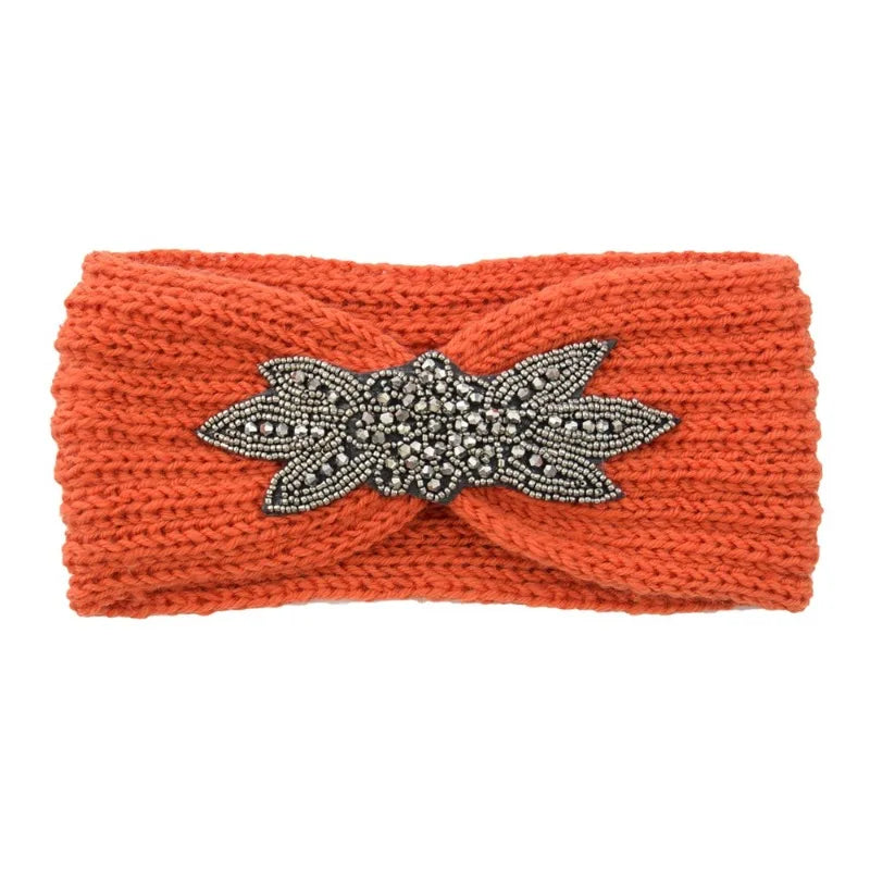 Knitted Rhinestone Butterfly Headband - Fashionable Hair Accessory