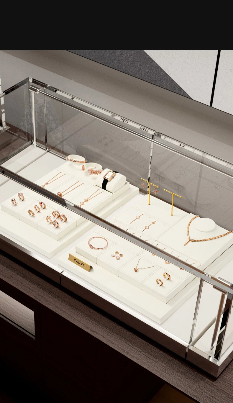 Oirlv Fashion Microfiber Jewelry Display Organizer Props Ring Pendant Necklace Holder Jewelry Rack Display Stand Sets Showcase