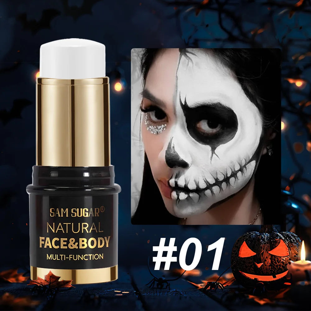 12-Colors Black White Halloween Makeup Waterproof Face & Body Paint Stick Neon Colorful Blue Green Yellow Face Paint Cosmetics