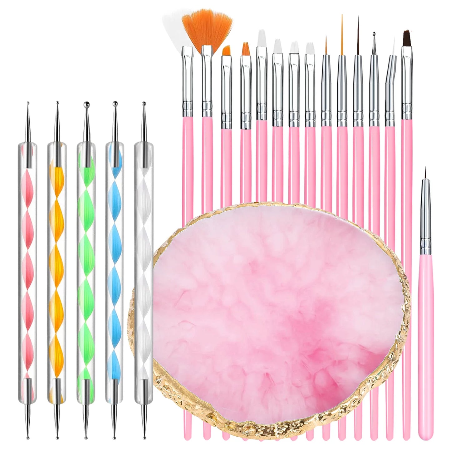Nail Art Palette Brush Design Tip Painting Drawing Display Carving Dotting Pen Acrylic Gel UV Polish DIY Manicure Set Tools
