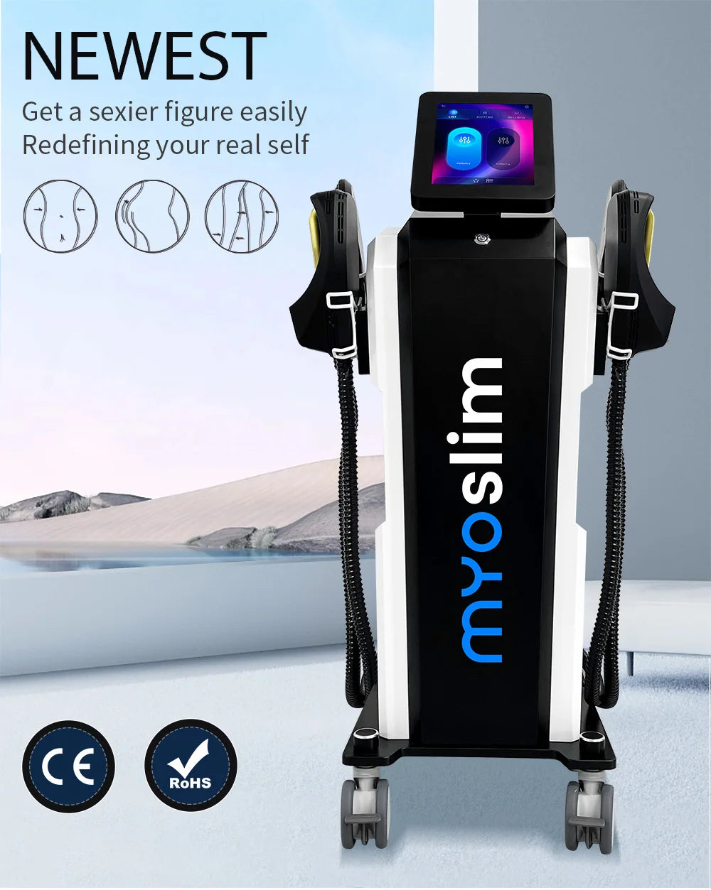 EMS Weight Loss Stimulating Muscle Slimming Fat Removal Muscle Fitness Sculpting MYOslim Machine 4 Handles Beauty Salon