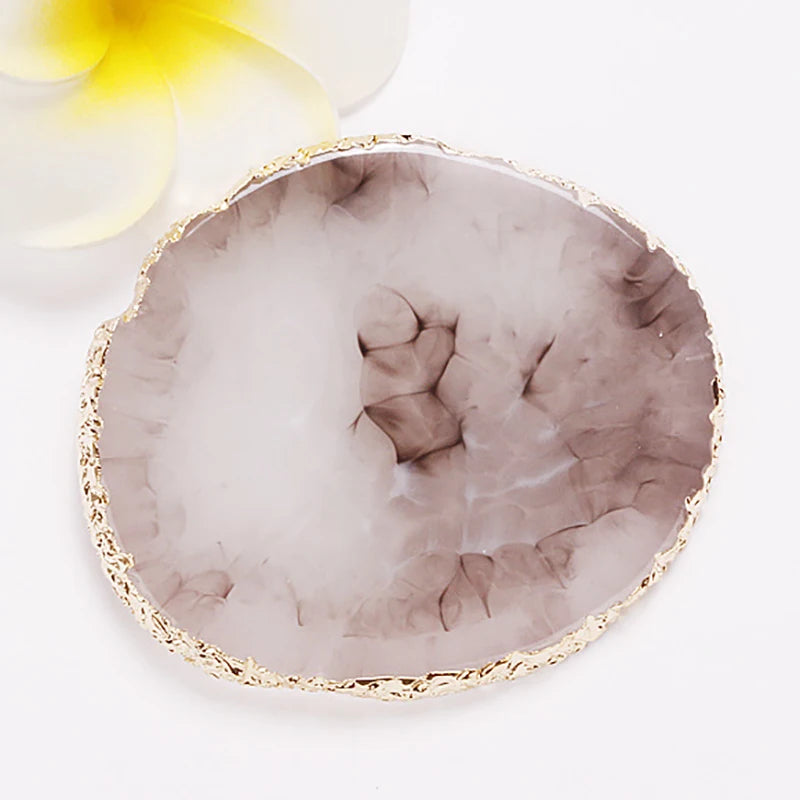 Nail Art Palette False Nail Tips Mixing Color Drawing Pallet Gel Polish Display Shelf Round Resin Agate Stone Manicure Tool