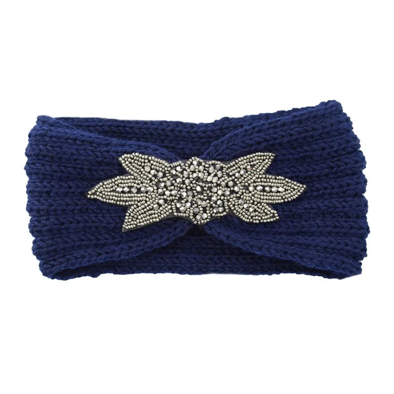 Knitted Rhinestone Butterfly Headband - Fashionable Hair Accessory
