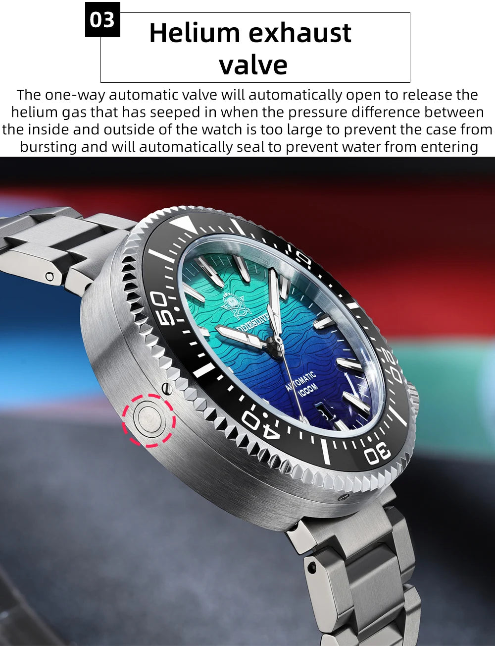 ADDIESDIVE AD2526 Automatic Mechanical Dive Watch Japan 8215 1000M Water Resistant Sapphire Double Dome Ceramic Bezel BGW9