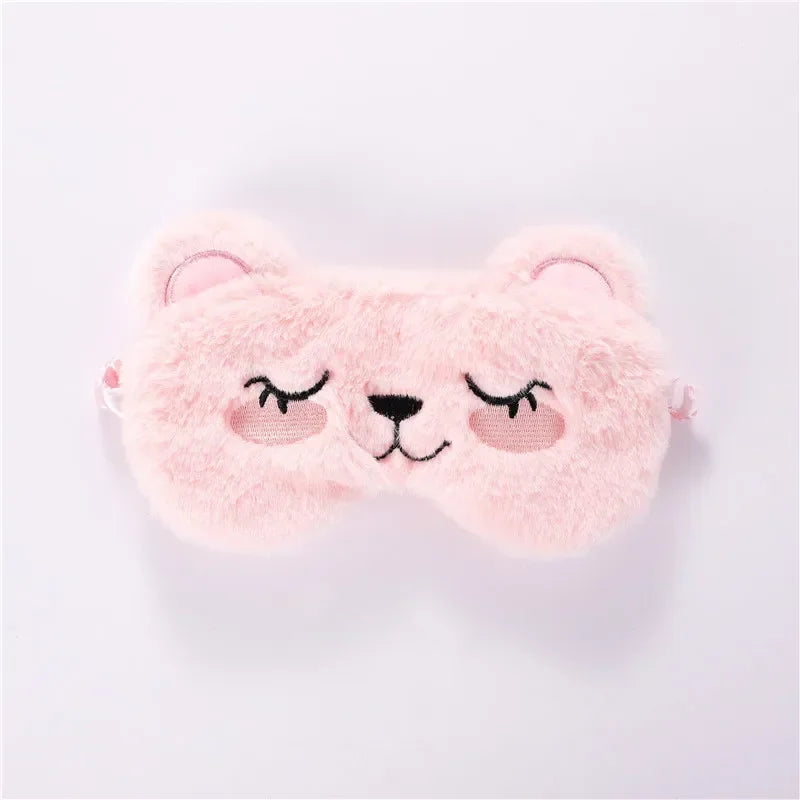 Plush Sleep Mask Cute Koala Rabbit Sort Blindfold Eye Band Aid Cover Night Dream Mask Cotton Bandage  for Sleeing Relax