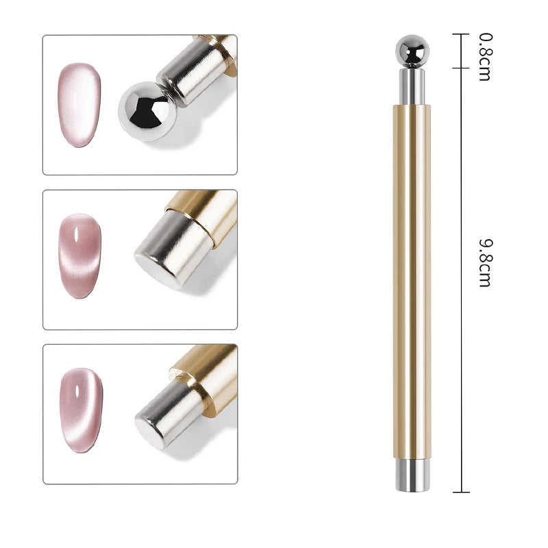 1Pcs 3-In-1 Heart Shape Cat Eye Nail Art Magnet Double Line Moon Snake Pattern French Nail Magnetic Pen Gel Polish Manicure Tool