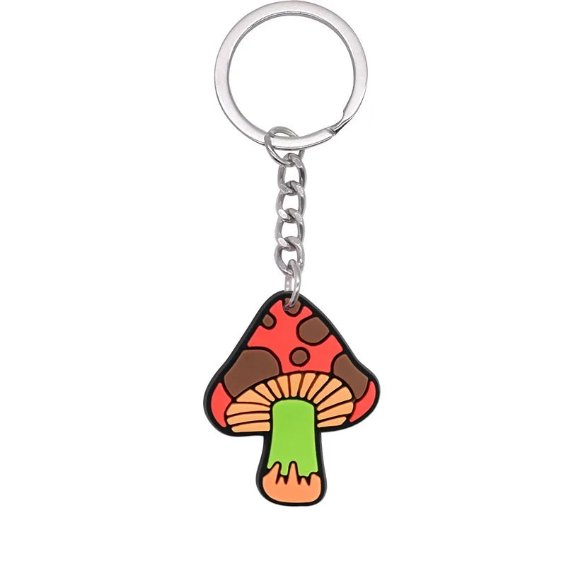New Arrival 1/21Pcs Various Mushroom Silicone Key Chain Adult Keyring Agaric Car Key Pendant Decorations