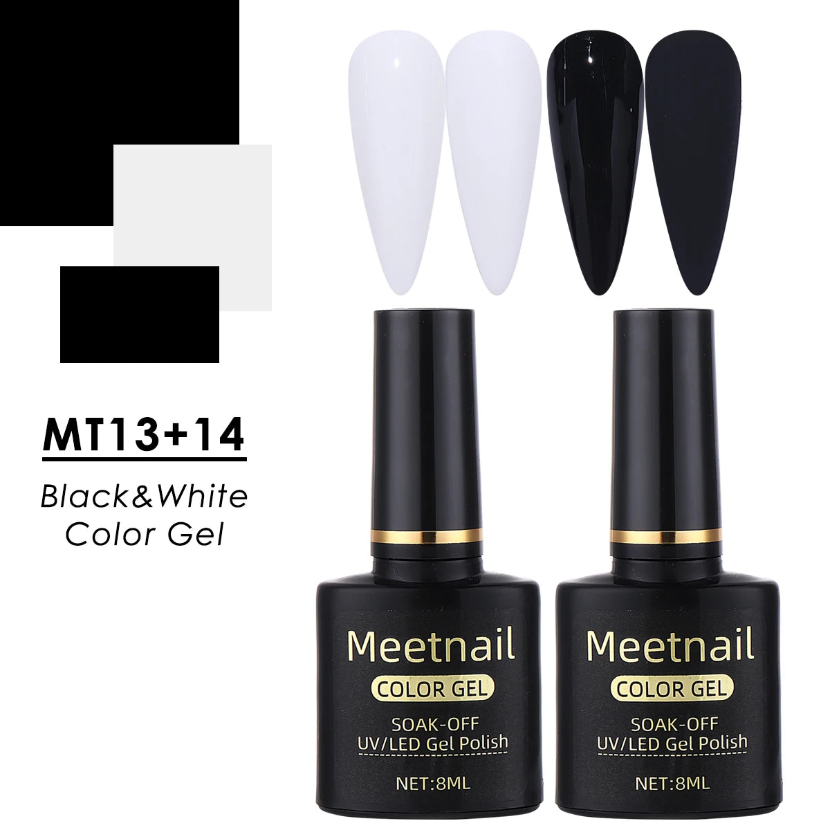 2Pcs Black White Nail Gel Polish Set 8Ml Semi Permanent Soak Off UV LED Varnish Manicure Tools Design DIY Charm Manicure Lacquer