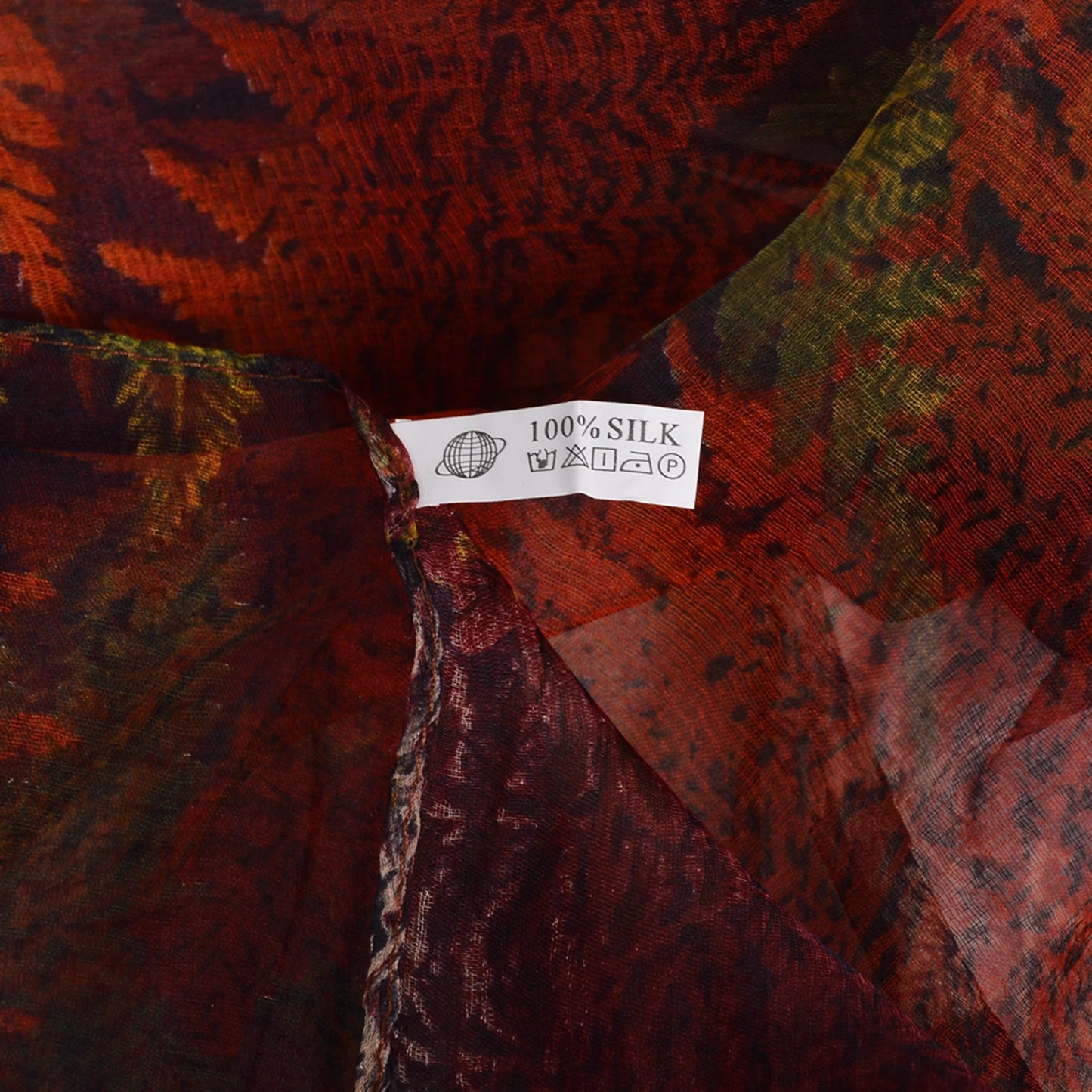 [BYSIFA] Red Black Women Long Silk Scarf Printed 170*105cm Fashion Leaves Pattern Brand 100% Pure Silk Shawl For Spring Autumn