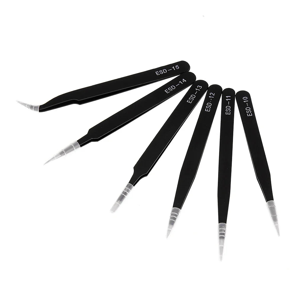 Nails Art Stainless Steel Curved Straight Black Tweezer for 3D Sticker Rhinestones Nipper Picking manicure Tools Sequins Bead
