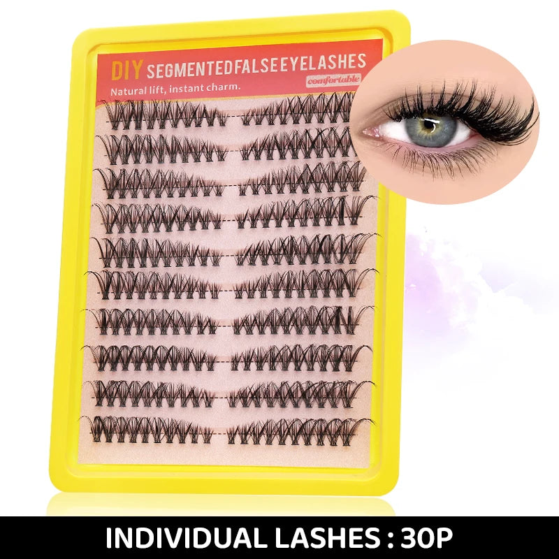 DINGSEN Eyelashes Cluster Soft Individual Lashes Eyelashes Extensions Volume DIY Eyelashes Kit Thick Cluster Eyelash Makeup