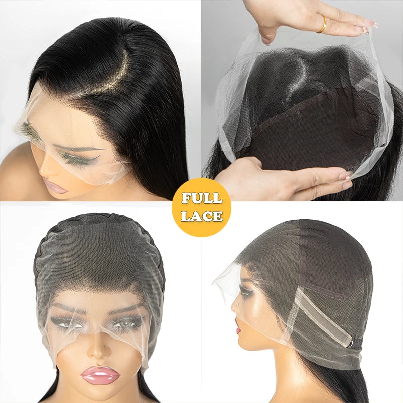 Real Full Lace Wig 250% Density - Straight Brazilian HD Lace Human Hair