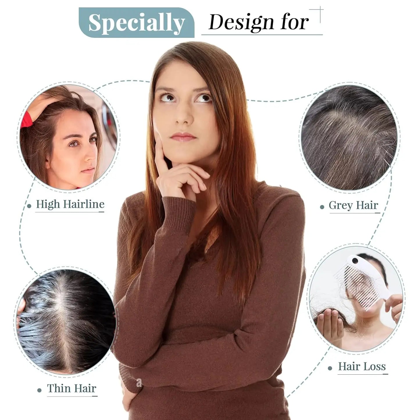 100% Remy Human Hair Toppers for Women Straight Brown Ombre 10inch Human Hair Topper with Bangs Silk Base Clip in Hair Extension