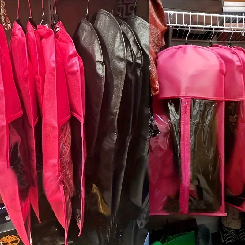 3pcs Wig Storage Set with Hooks Transparent Dust Bags Non-Woven Moisture-Proof Cover for Wigs Hairpieces Organizer Holder