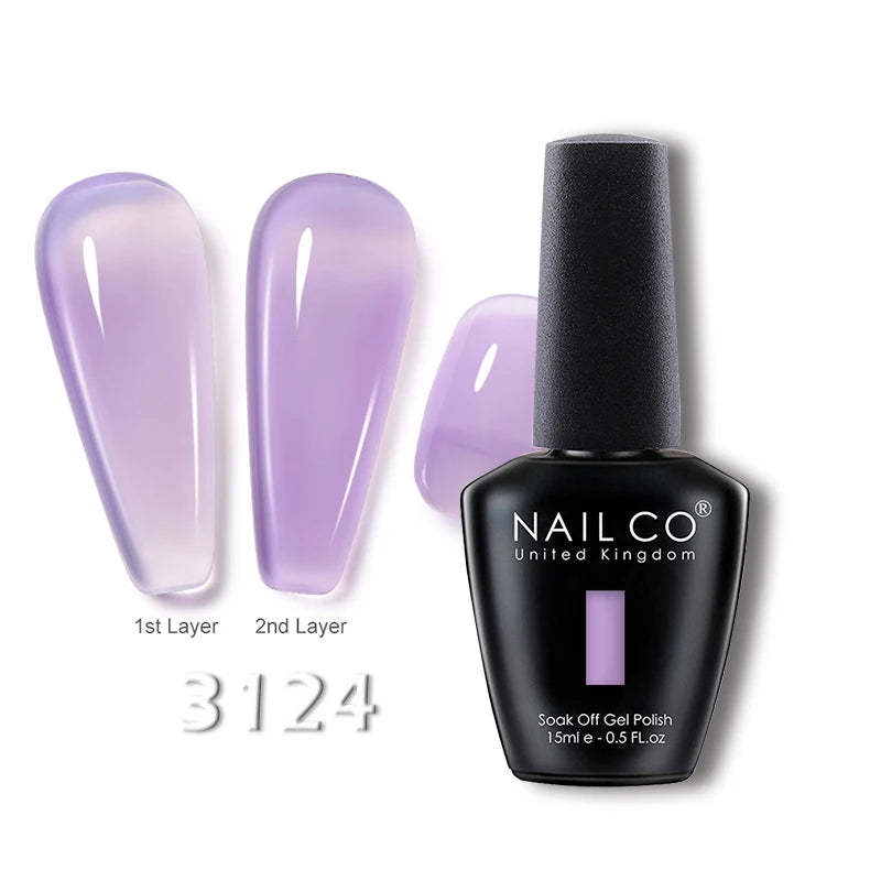 NAILCO 15ml Translucent Gel Nail Polish Semi-permanent Enamels Varnish For UV Nails Art Hybrid LED Nail Gel Transparent Manicure