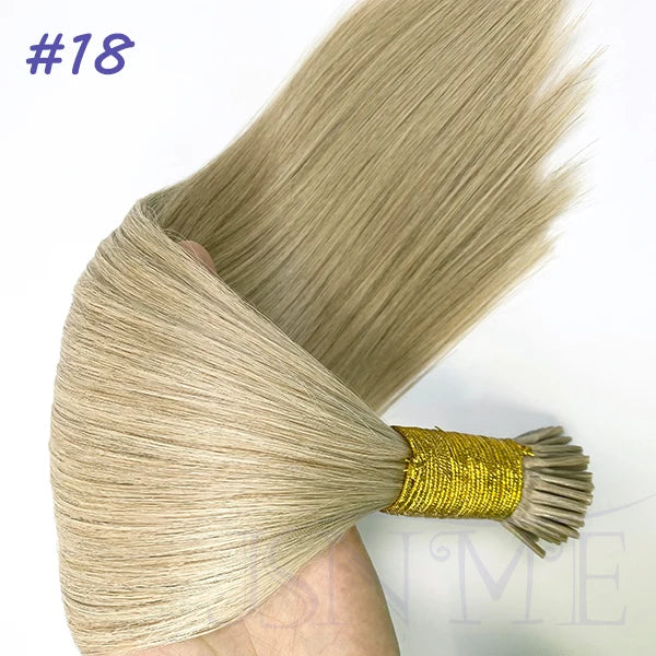 JSNME I Tip Hair Extensions Natural Real Human Fusion Capsule Keratin Hair Extensions Black Brown Blonde 1g/Strand  For Salon