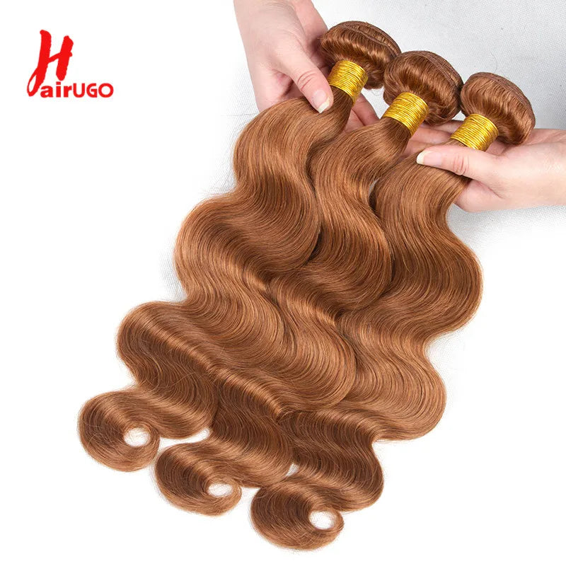 30# Straight Hair Weave Remy Brown 1/2/3 Straight Human Hair Bundles HairUGo Human Hair Extensions Hair Weaving Wholesale Price