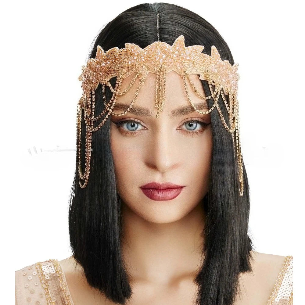 1920s Headband - Great Gatsby Rhinestone Fringe Hair Accessory