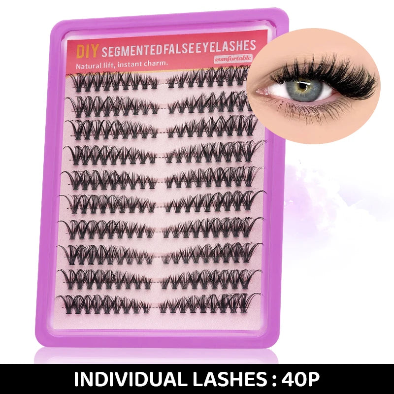 DINGSEN Eyelashes Cluster Soft Individual Lashes Eyelashes Extensions Volume DIY Eyelashes Kit Thick Cluster Eyelash Makeup