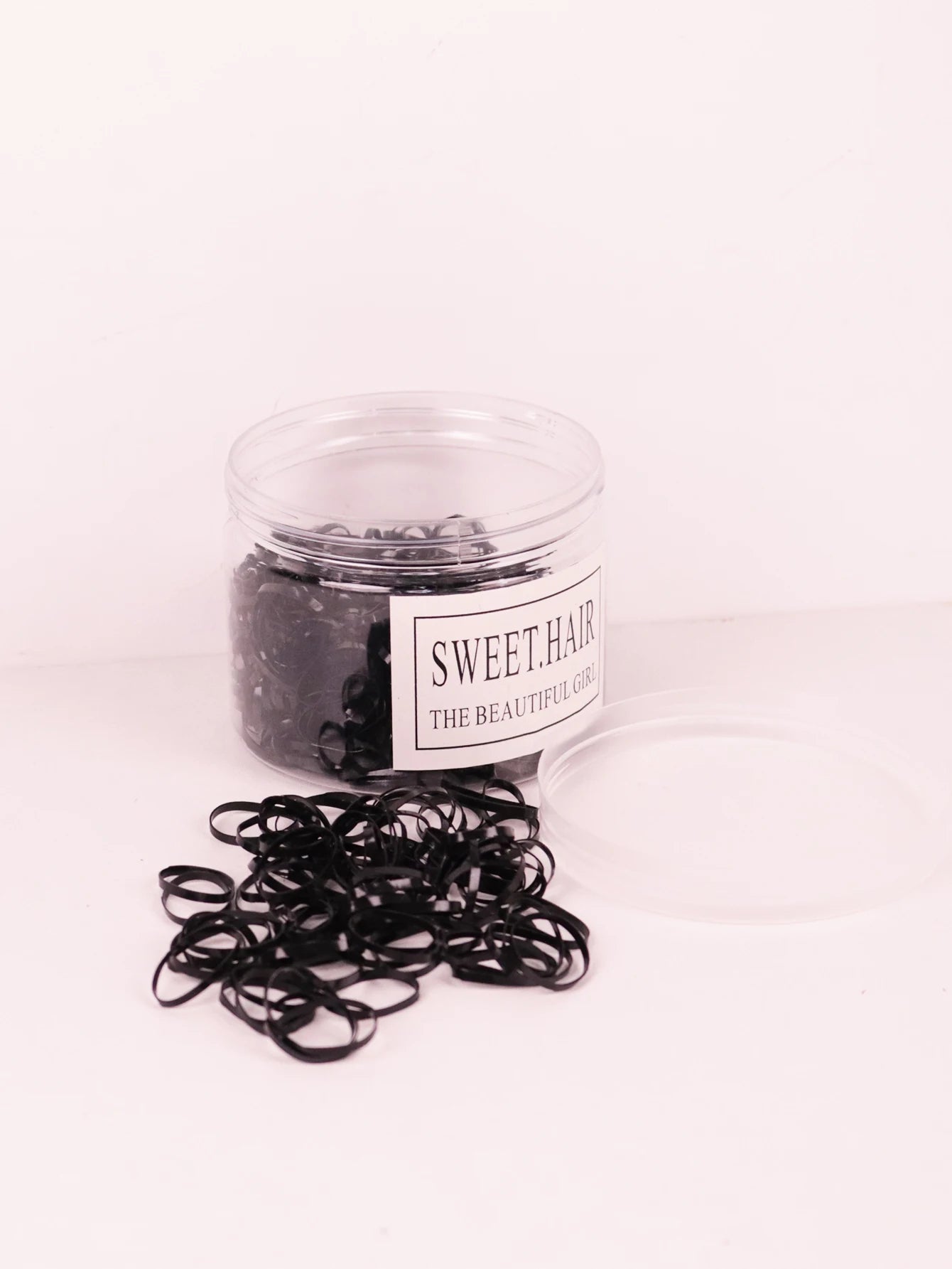 500pcs black elastic rubber bands for hair salon tools with ponytail hairstyle and small braid design Special for real hair wigs