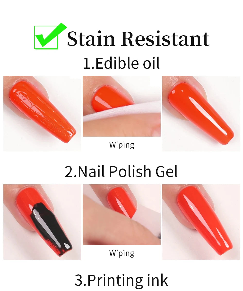 NEW Stain Resistant Gel Top Coat Gel Nail Polish UV Diamond Topcoat No Wipe Sealer Gel Finish Manicure Nail Art Salon Quality