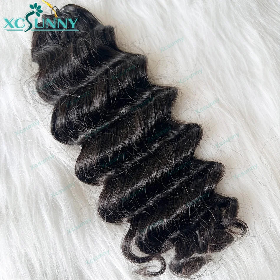 Loose Deep Wave Feather Crochet Human Hair Extensions Pre Separated Knotless Crochet Human Hair Giving Bundles No Leave Out