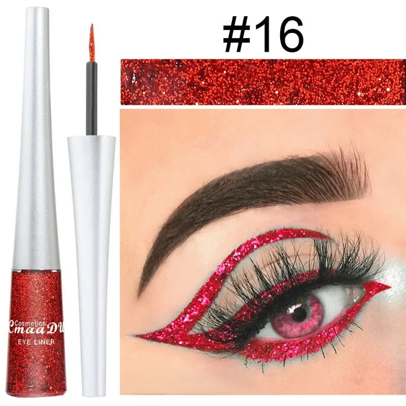 1PC Glittering Liquid Eye Shadow, Eyeliner, Pearlescent Sequins, High Saturation, Easy Makeup Removal, Suitable for Festivals