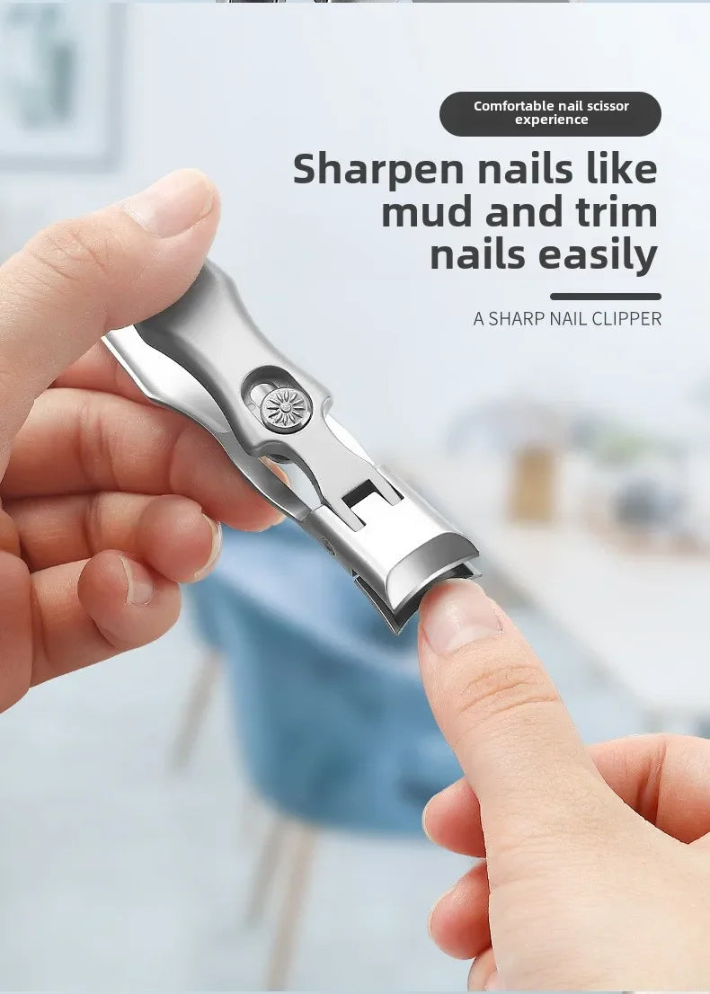 Nail Clippers Stainless Steel Wide Jaw Opening Manicure Fingernail Cutter Thick Hard Ingrown Anti Splash Toenail Scissors tools
