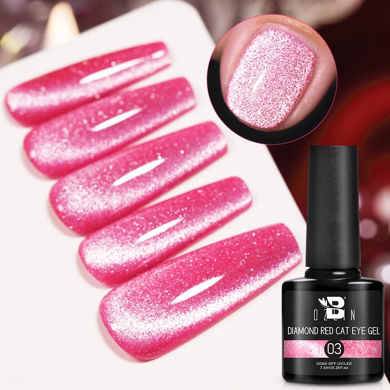 7.5ml Red Glitter Gel Nail Polish Crystal Semi Permanent Soak Off UV Gel Varnish Nail Art Manicure Base Matte Top Coat Vernis