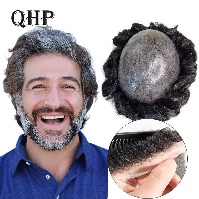 Hot Sale Toupee Wigs Human Hair For Men 0.12-0.14mm Skin Hair Prosthesis Man 6" Men's Capillary Prosthesis Soft Mens Hair System