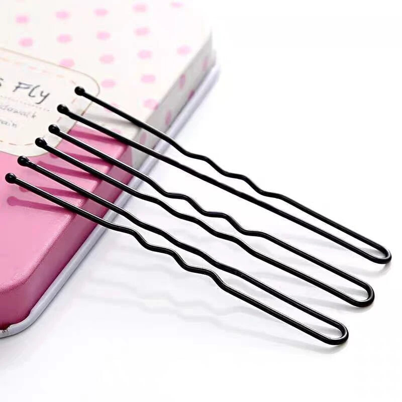 50Pcs 5/6/7cm Hairpins Black Color U Shaped Alloy Waved Hair Clip For Women Bridal Hairstyle Body Pin Girls Styling Accessories
