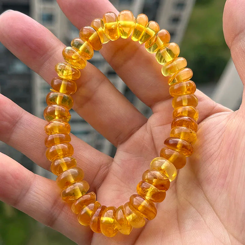 Baltic Plant Amber Bracelet for Women Gift Unique Handmade Irregular Golden Beads New Natural Stone Jewelry Supplier Wholesale