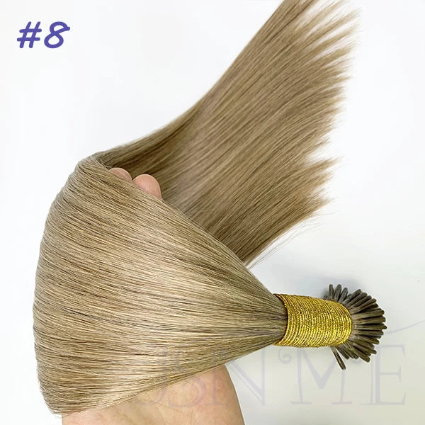 JSNME I Tip Hair Extensions Natural Real Human Fusion Capsule Keratin Hair Extensions Black Brown Blonde 1g/Strand  For Salon