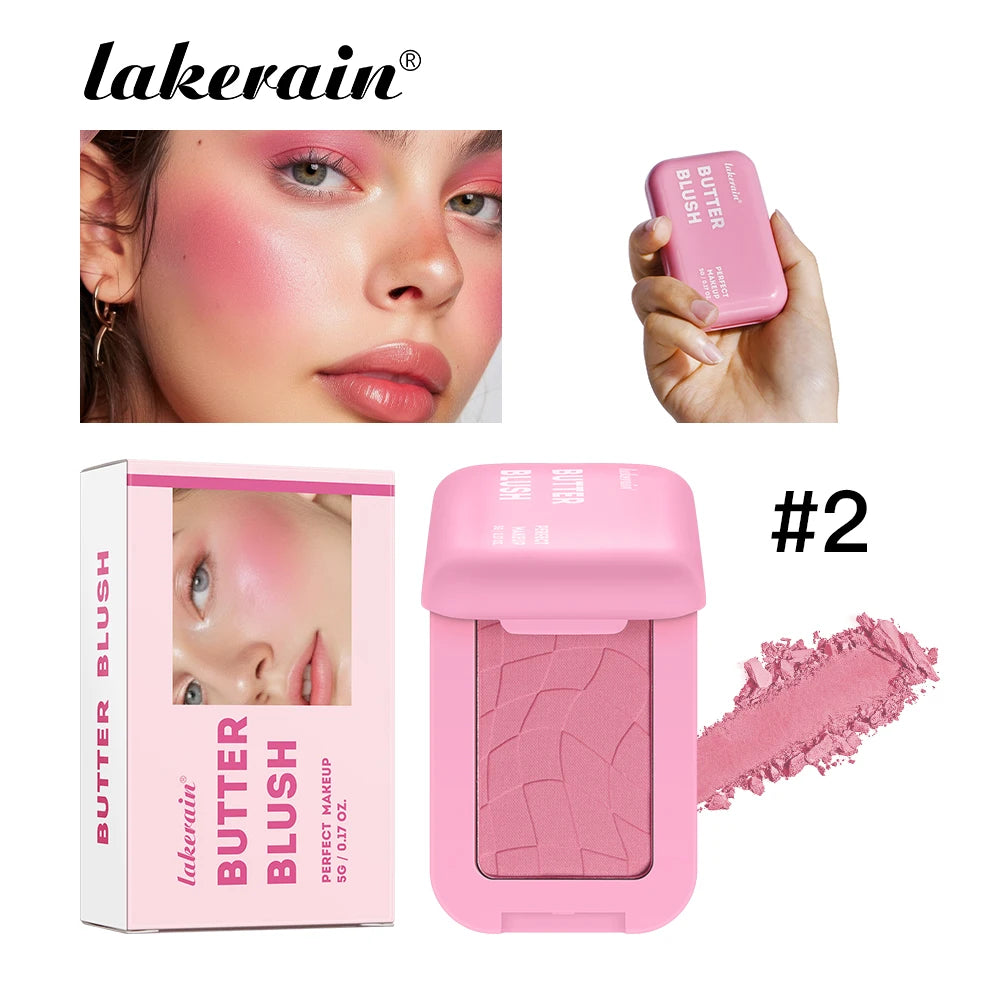 Single Color Butter Blush Matte Natural Cheek Tint Waterproof Face Contouring Cosmetics Blush Powder Face Soft Female Makeup