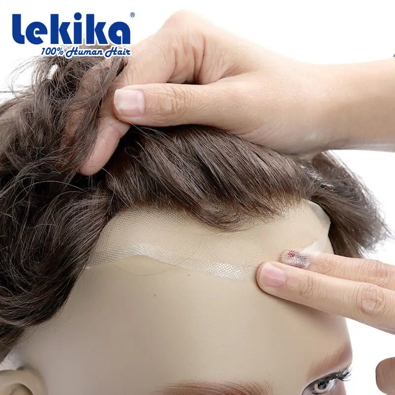 Full Swiss Lace Toupee Ultra Delicate AIR-Lace Male Hair Prosthesis Breathable 100% Natural Human Hair System Unit Mens Wig