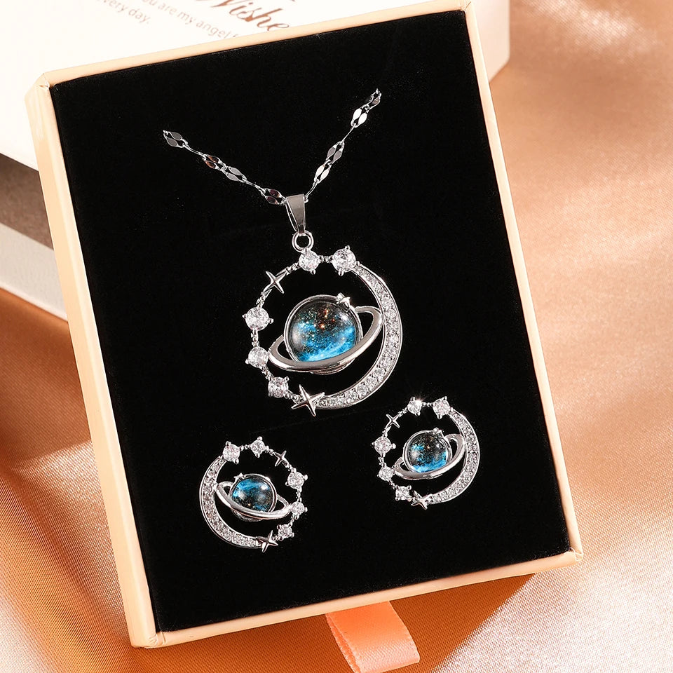 Luxurious High-end Zircon Jewelry Set For Fashionable Jewelry For Daily Travel, Parties, Banquets