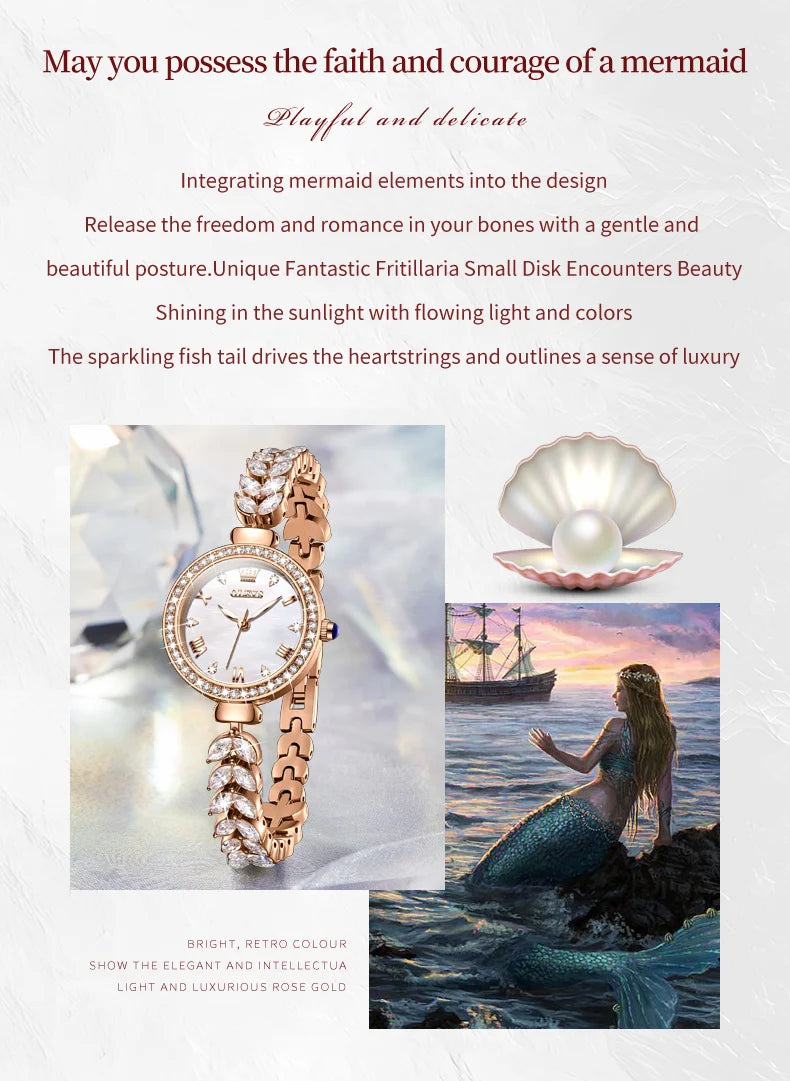OLEVS 9971 Diamond Fishbone Women  Watch Luxury Brand Quartz Watch Elegant Bracelet Set Gift Box Waterproof HD Dial Women Watch