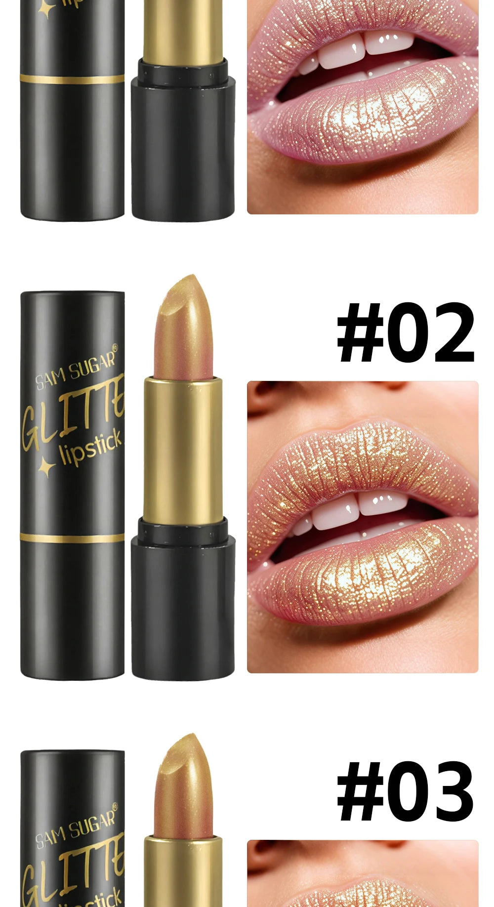 Shimmer Lipstick Moisturizing Long Lasting Waterproof Non Transfer Pearlescent Glossy Lip Gloss